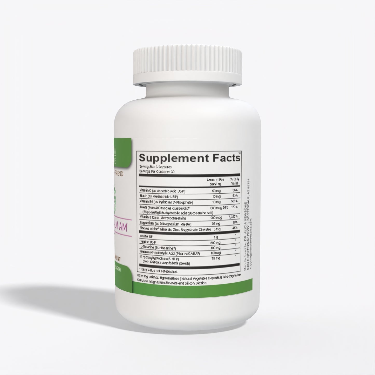 Serenity Calm AM 90 Bottle Supplement Facts